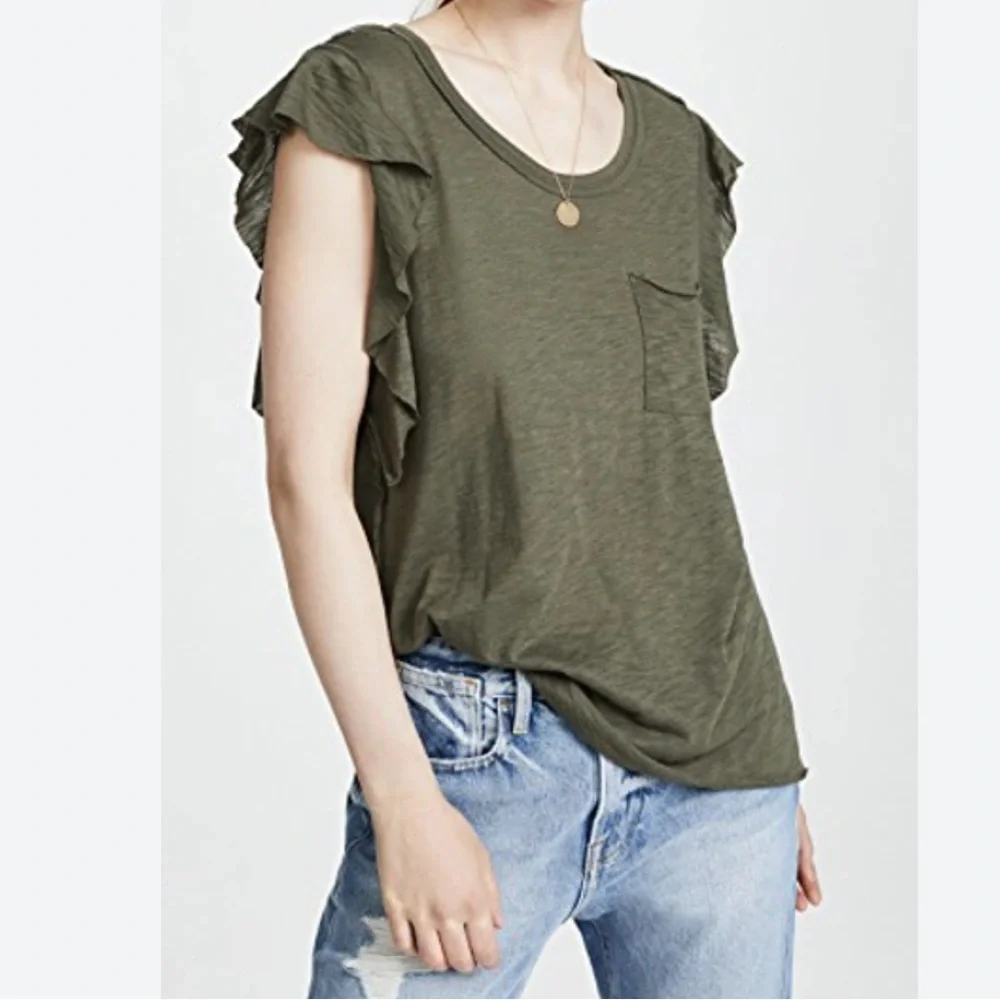 Free People We The Free So Easy Tee Shirt Army Green Medium - Picture 4 of 11